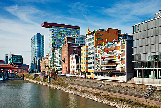 现代建筑,媒体,港口,杜塞尔多夫,莱茵兰,北莱茵威斯特伐利亚,德国,欧洲