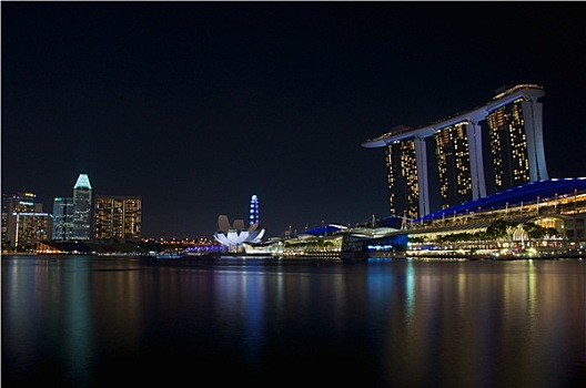 新加坡,码头,湾,夜晚