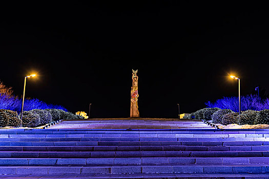 中国长春世界雕塑公园冰雪乐园夜景