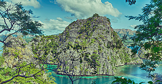 菲律宾,风景,悬崖,漂亮,天堂湾,热带,泻湖