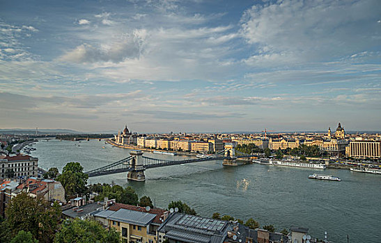 链索桥,渡轮,多瑙河,匈牙利,布达佩斯