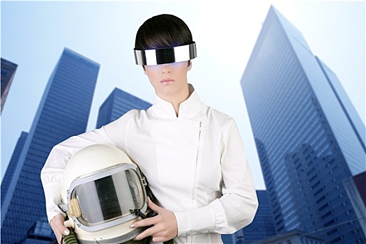 未来,宇宙飞船,飞机,头盔,宇航员,女人