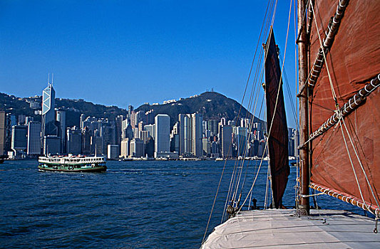 中国,帆船,星,渡轮,太平山,市中心,维多利亚港,特别,管理,区域,香港