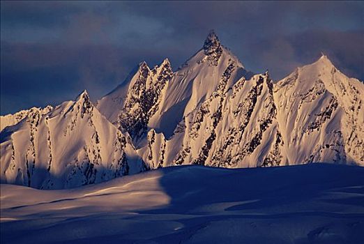楚加奇山,靠近,瓦尔德斯半岛,冬天,阿拉斯加