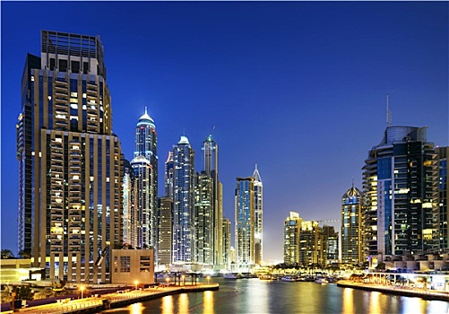 城市,迪拜,夜晚,阿联酋
