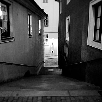 楼梯,两个,有边的,建筑,老,城镇,布拉格,捷克共和国