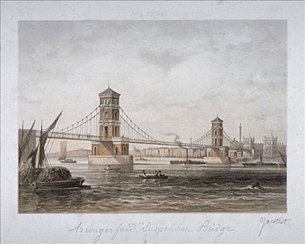 吊桥,船,泰晤士河,伦敦