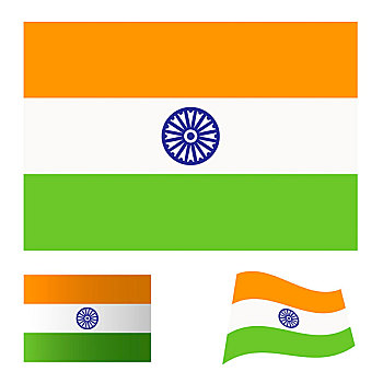 插画,收集,旗帜,象征,印度