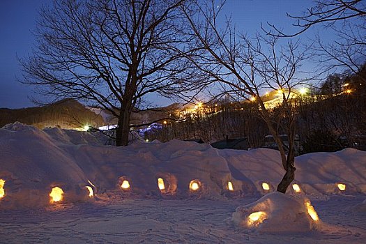 雪,蜡烛,亮光,小路