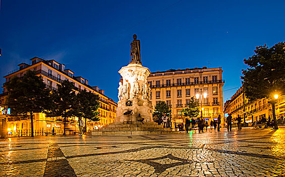 纪念建筑,诗人,蓝色,钟点,黎明,里斯本,葡萄牙,欧洲