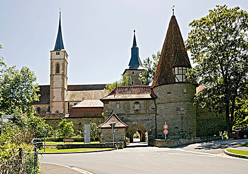 教堂,大门,弗兰克尼亚,巴伐利亚,德国,欧洲