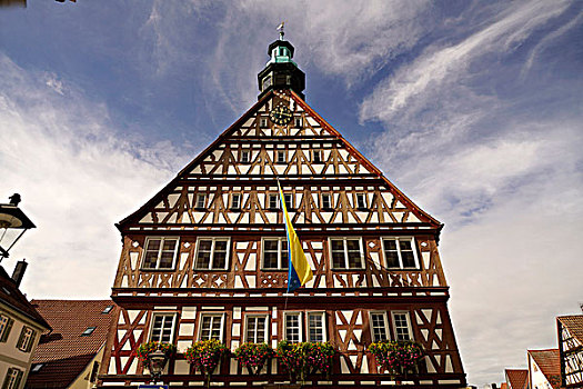 木制,市政厅,巴登符腾堡,德国,欧洲