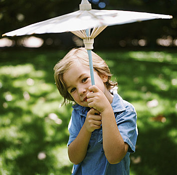 肖像,小男孩,拿着,伞,加利福尼亚,美国