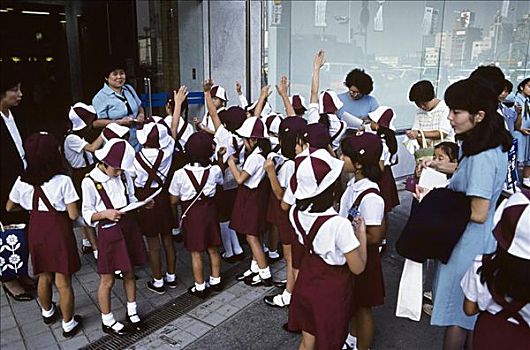 日本,东京,学童,制服,街上