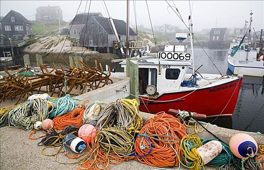 捕鱼,绳索,码头,佩姬湾,新斯科舍省,加拿大