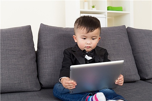 亚洲人,小男孩,平板电脑