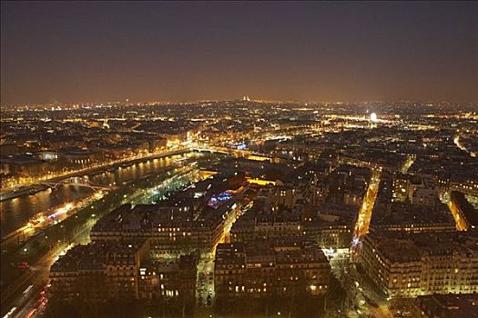 城市,黄昏,巴黎,法国