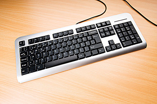 电脑键盘,木质,擦亮,桌子