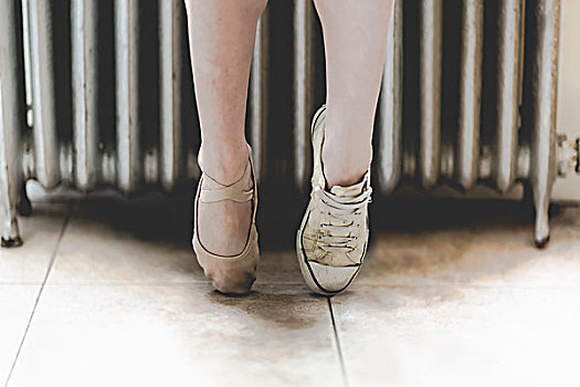 舞者,穿,一个,芭蕾舞鞋,运动鞋