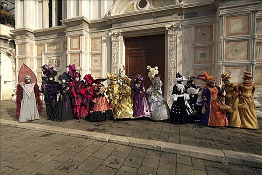 人,穿,服饰,面具,狂欢,威尼斯,意大利,欧洲