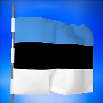 爱沙尼亚,旗帜,蓝天