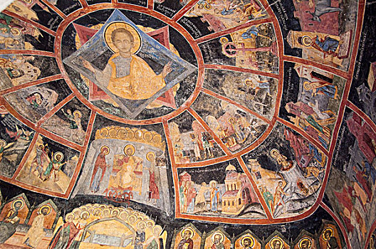 罗马尼亚,锡纳亚,老,寺院,东正教,16世纪,壁画