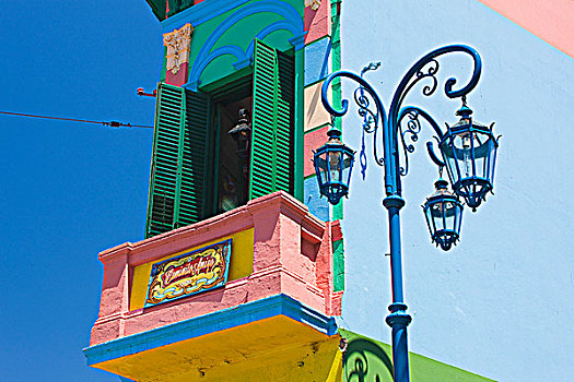 彩色,建筑,路灯柱,卡米尼托大街,布宜诺斯艾利斯,阿根廷