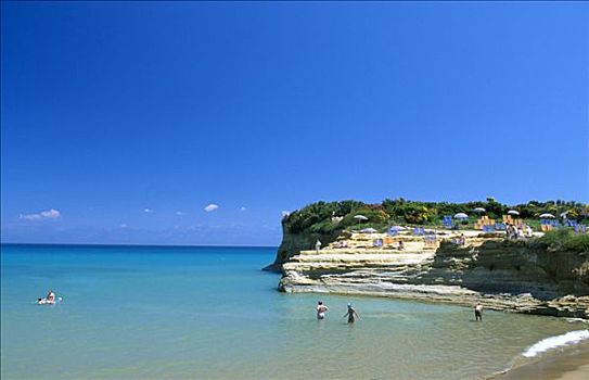 海滩,科孚岛,爱奥尼亚群岛,希腊,欧洲