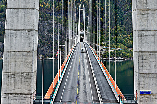 桥,挪威,吊桥,上方,霍达兰,欧洲
