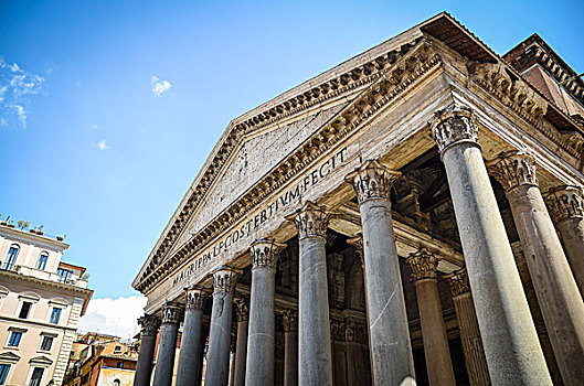 仰视,柱廊,万神殿,罗马,意大利