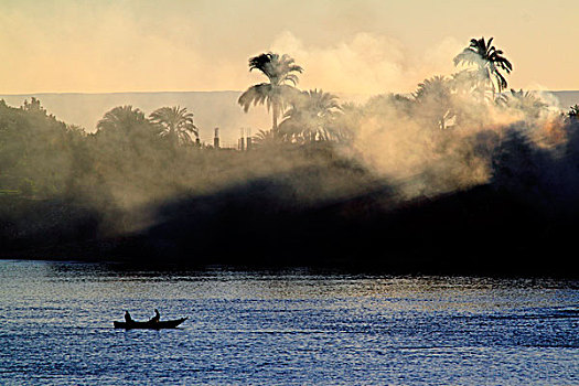 捕鱼,船,河,尼罗河,靠近,路克索神庙,埃及