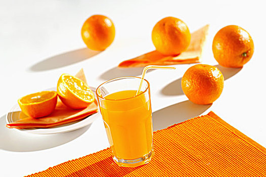 玻璃,新鲜,橙汁