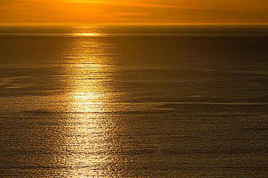 反射,日落,海洋,法罗群岛,丹麦,欧洲
