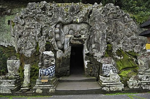 入口,洞穴,巴厘岛,印度尼西亚,东南亚