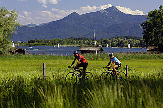 比赛,骑车,湖,基姆湖,上巴伐利亚