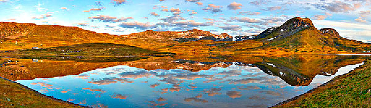挪威,山,湖,全景