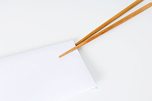 筷子,拿着,折叠,餐巾,特写