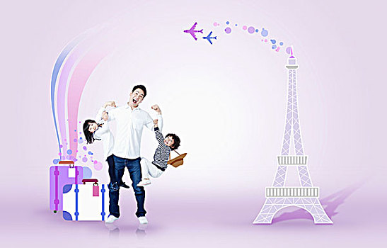 父親,孩子,靠近,留白