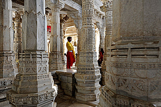 耆那教,庙宇,复杂,僧侣,柱廊,拉纳普尔,拉贾斯坦邦,北印度,印度,南亚,亚洲