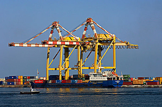 货箱,船,港口,阿曼苏丹国,中东