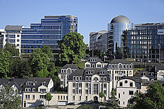 卢森堡,天际线,全视图,现代建筑