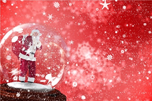 合成效果,图像,圣诞老人,安静,雪中,球体