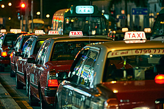出租车,停放,排,尖沙嘴,香港