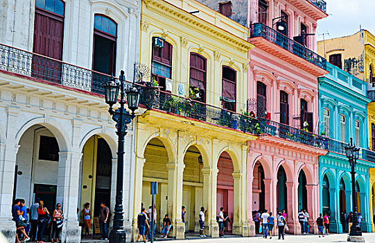 哈瓦那,古巴,淡色调,建筑,靠近,市中心