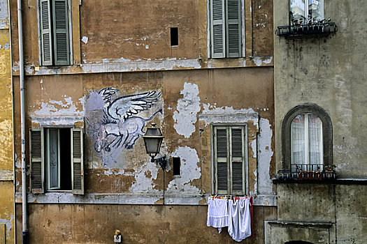 意大利,罗马,房子,窗户,洗衣服