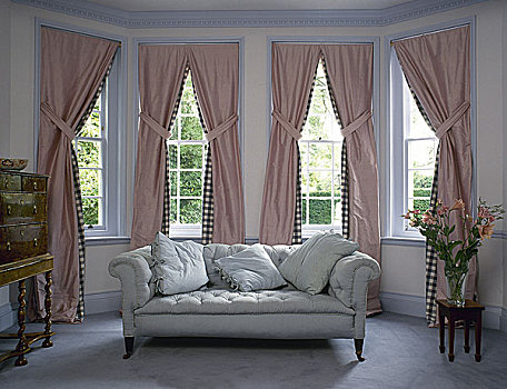 软垫,沙发,乔治亚湾,窗户,衣服,粉色,帘