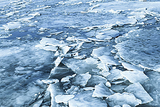 大,冰,碎片,遮盖,展示,冰冻,河,水,深蓝,自然,背景