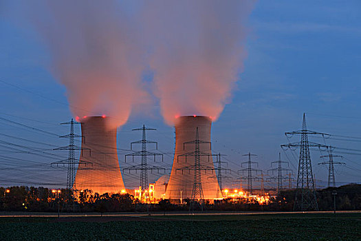 冷却塔,核电站,巴伐利亚,德国,欧洲