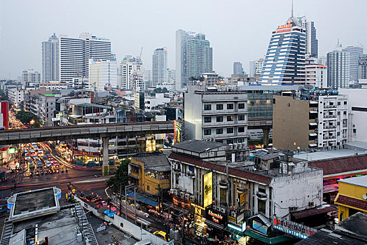 道路,高架列车,线条,曼谷,泰国,亚洲