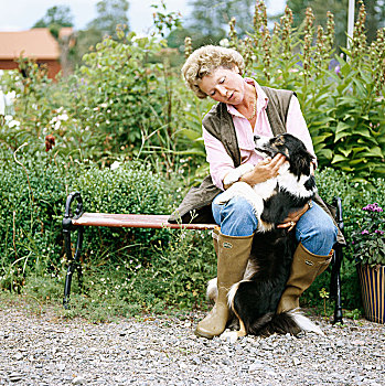 女人,狗,乡村,瑞典